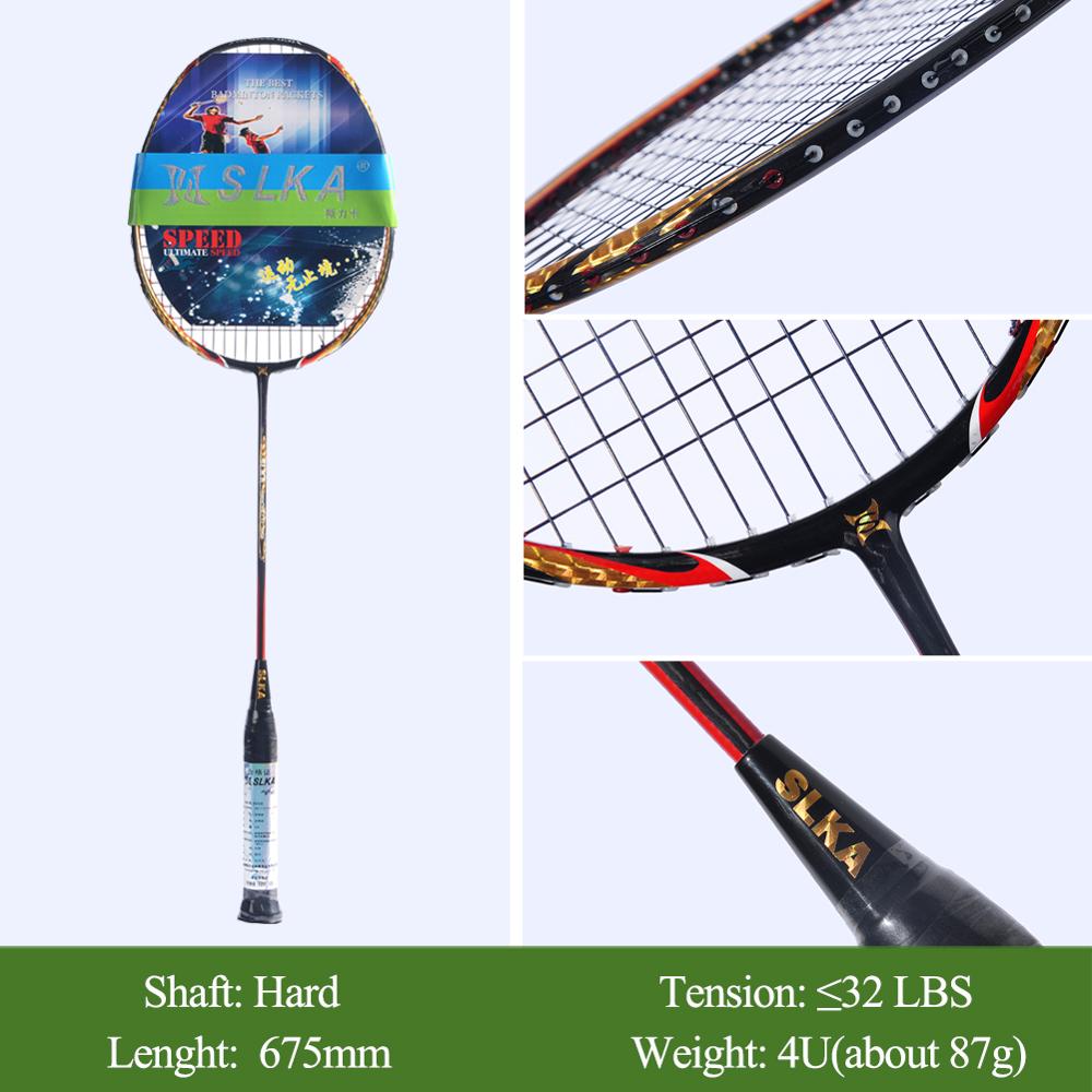 4U 87g Japanese Carbon Badminton Racket 32LBS Men's Power Attack Strung Badminton Racquet with Grips and Bag