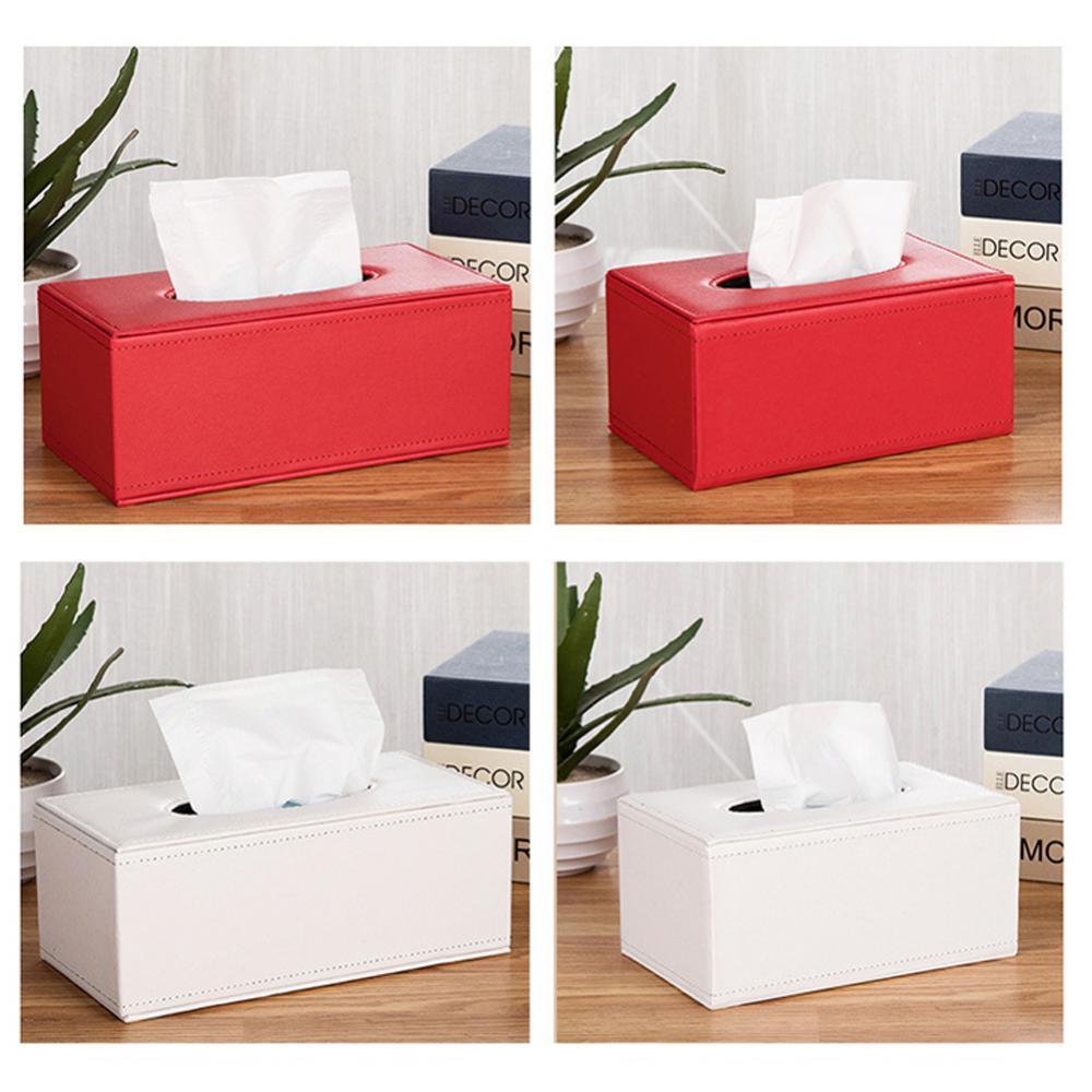 Household Faux Leather Tissue Box Car Tissue Paper Holder Storage Case Hotel Restaurant Paper Towel Dispenser