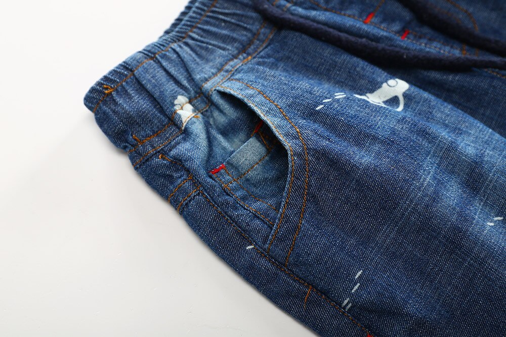 Børn cowboy shorts børn dreng afslappet denim stil tegneserie lomme sommer korte strandbukser småbørn drenge skoletøj 2-7y