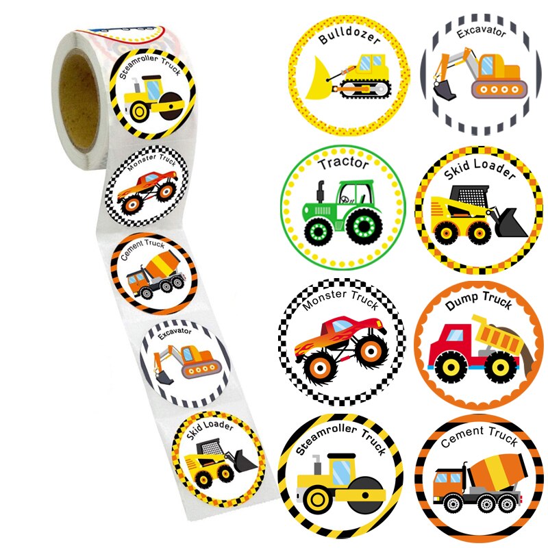 Truck Stickers Voor Kids Geperforeerde Briefpapier Stickers Bouw Auto Verjaardagsfeestje Voor Student Kinderen 500Pcs/Roll
