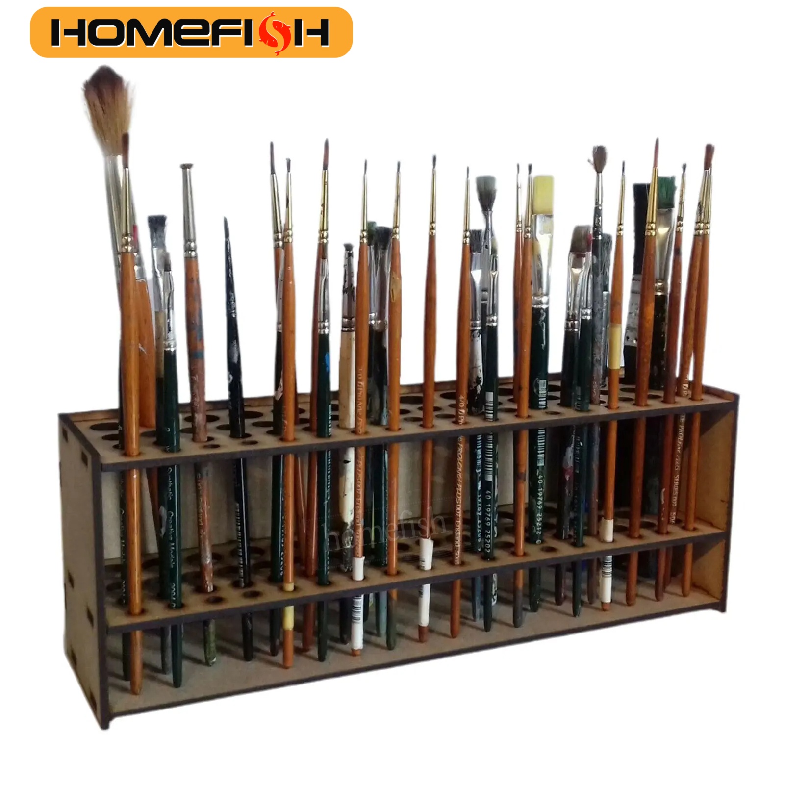 67 otworów stojak na pędzle drewniany stojak na pędzle organizator na biurko montowany na ścianie półka na pędzle robić makijażu na materiały malarskie