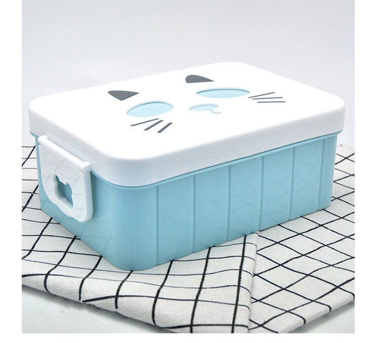 Plastic insulated lunch box for kids school bento box heated women portable thermo food container For Office And Home lunchbox: Blue