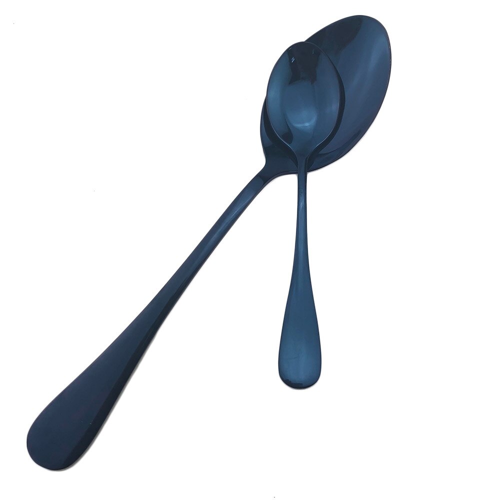 Shiny Blue Stainless Steel Cutlery Set Dinnerware Dinner Set Sharp Steak Knives Forks Scoops Blue Utensils Tableware Set 1 pcs