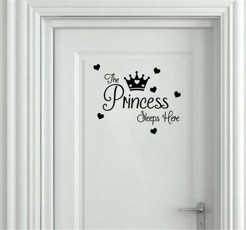 Prinses Slaapt Hier Baby Meisjes Kamer Muurstickers Voor Kinderen Kamers Deur Sticker Home Decor Muurtattoo Milieu Pvc
