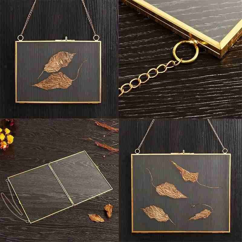 Style Vintage industriel Double face verre suspendu cadre fleur cadre mur plante cadre spécimen affichage Photo R0X0