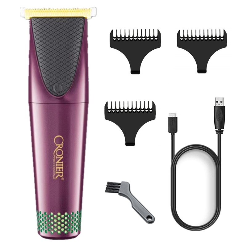 Powerful hair trimmer beard trimer rechargeable usb hair clipper men razor edge electric hair cutter machine haircut kit: Purple