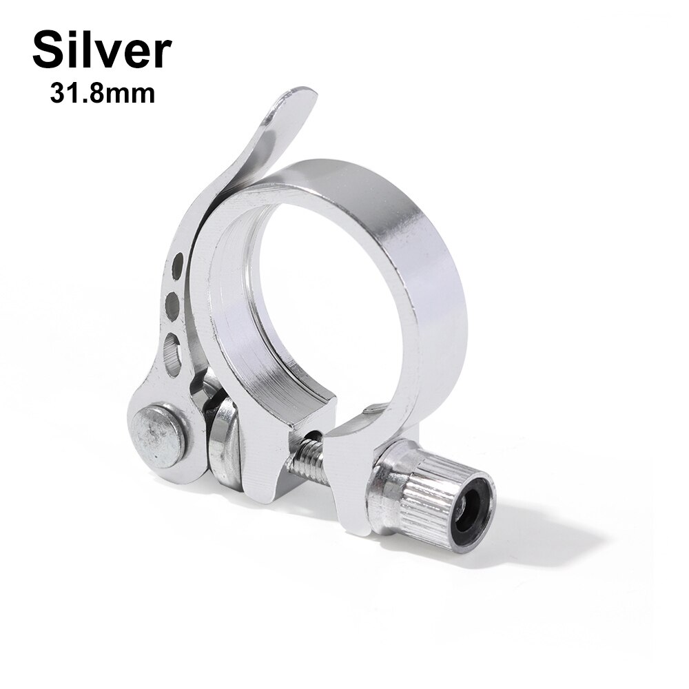 1PC Bike Alloy Tube Clip Quick Release Seatposts Clamp Saddle Bicycle Retaining Bolt Cycling Fixed Repair Part Seatposts Clamp: silver 31.8mm