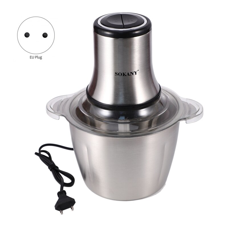 SOKANY Stainless Steel Electric Kitchen Meat Grinder Food Chopper Shredder Cutter Slicer Household Food Processor EU Plug