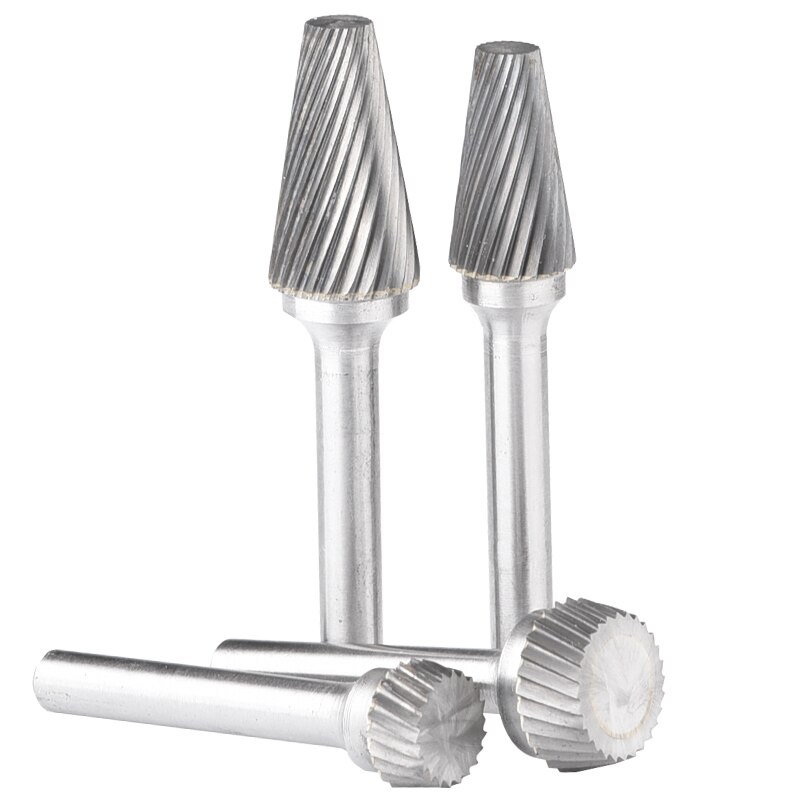 Conical Flat Head Hard Tungsten Steel Wood Carving Tool Grinding Head Milling Cutter S-shaped Rotating Cutter Single Slot