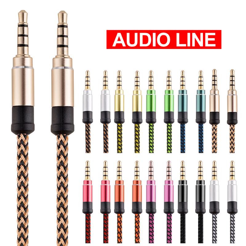 Voor Iphone Hoofdtelefoon Car Audio Kabel 3.5Mm Auto Aux Koord Nylon Male Naar Mannelijke Auto Jack Aux Kabel 3.5mm Auto Product Auto Accessoires