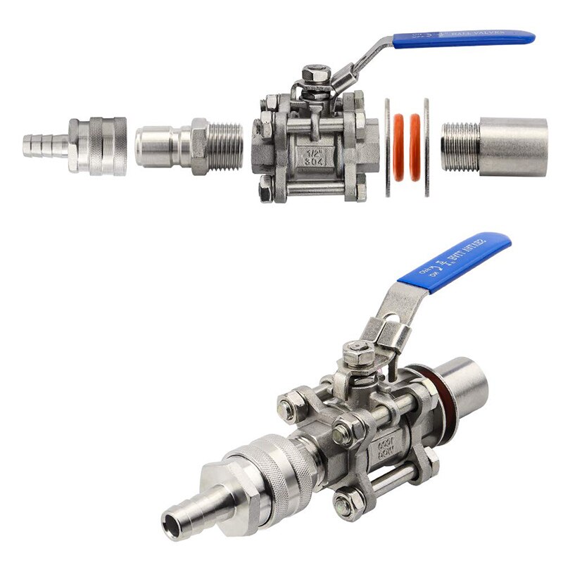 Fully Sanitary Welded Ball Valve Stainless Steel 304 3-piece Ball Valve,1/2 BSP,1000 WOG,Kettle Ball Value Home Brew Accessories