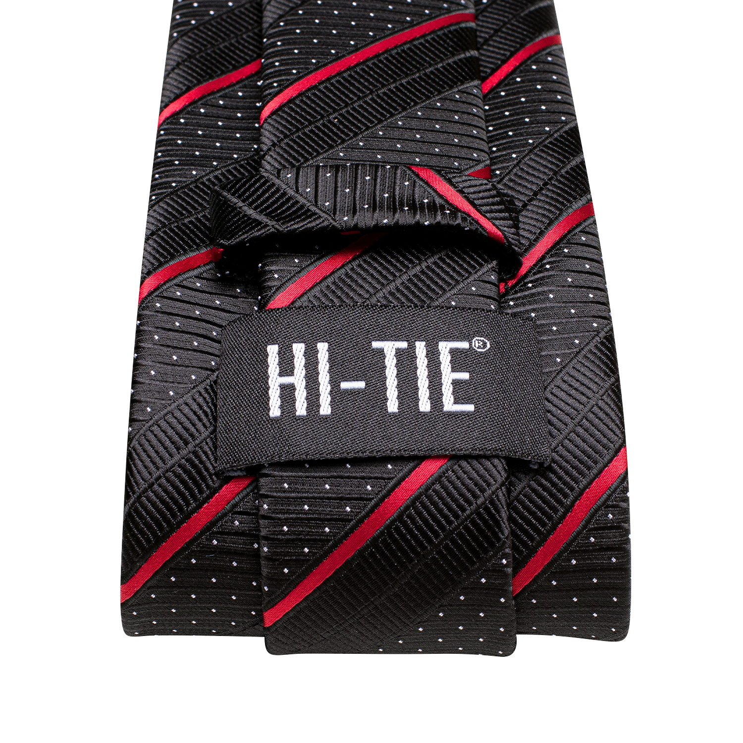Hi-Tie Black Red Striped Silk Wedding Tie For Men Handky Cufflink Men Necktie Set Business Party