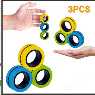 3pcs Fidget Spinner Funny Magnetic Bracelet Ring Unzip Toy Magic Ring Props Tools Anti Stress Figet Toys Stress Child Fidgets: B