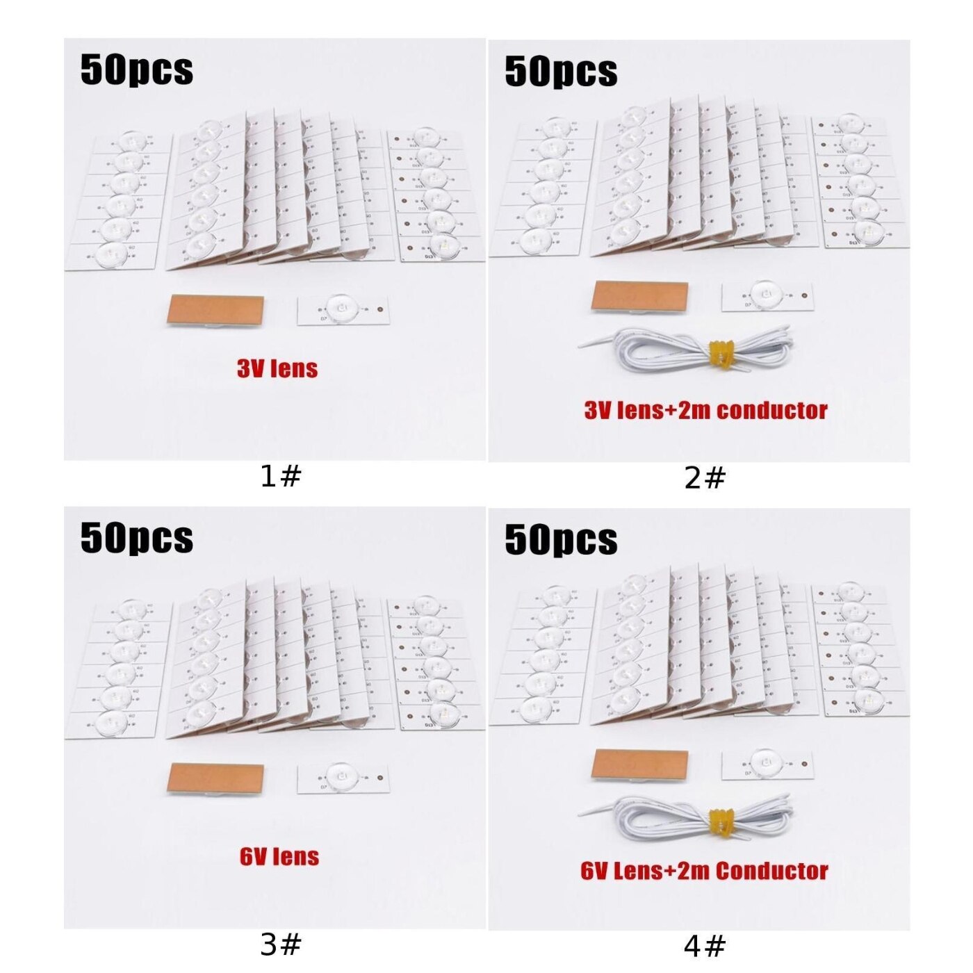 50 Pcs/Lot 3V 6V SMD lampe perles avec lentille optique Fliter pour 32-65 pouces LED TV réparation lampe perle Led bande lumineuse pièces accessoires