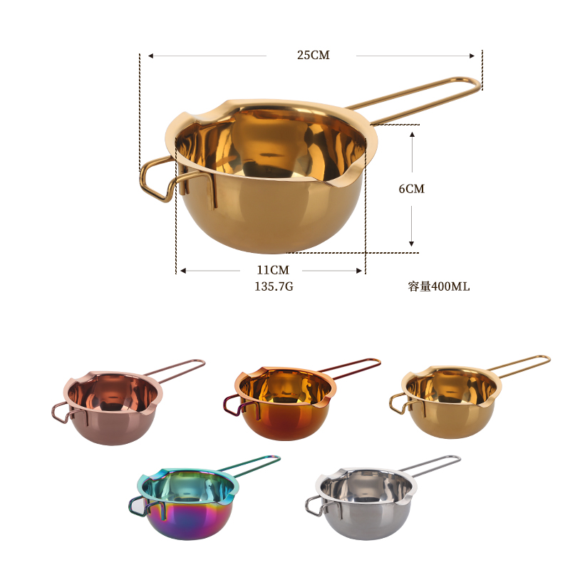 Stainless Steel Chocolate Melting Pot For Candy Candle Making Long Handle Wax Butter Heating Melting Bowl Dessert Baking Tools