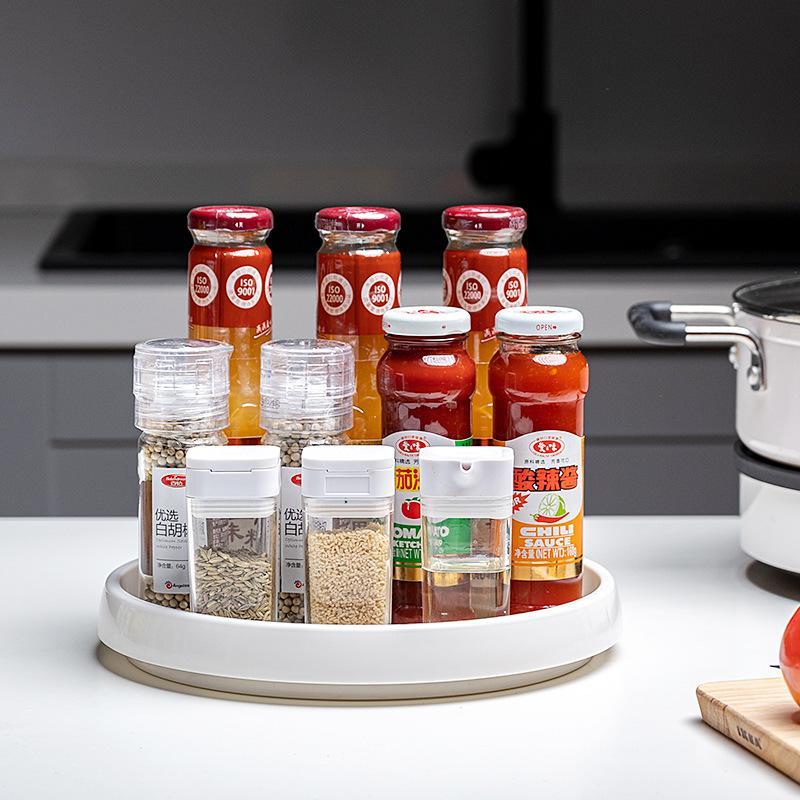 1/2-Tier Lazy Susan Turntable - Tiered Rotating Kitchen Spice Organizer for Cabinets, Pantry Non-Skid Surface &amp; Rimmed Edge