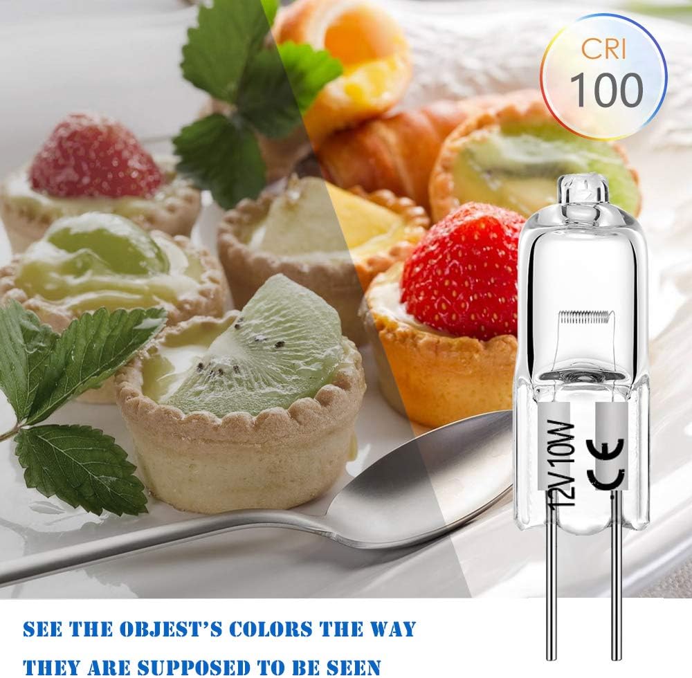 5-Piece GY6.35 Light Bulbs 12V 35W 50W 100W Crystal Clear Halogen Bulb 2 Pin T4 JC Bi-Pin Base G6.35 Capsule Bulb Dimmable 2700K