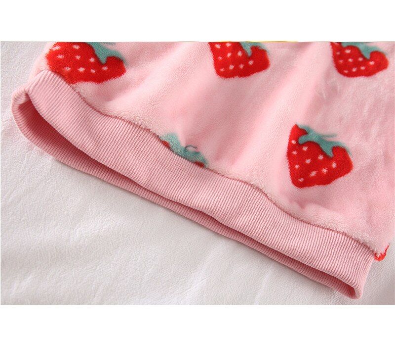 Pajamas for Toddler Girl Strawberry Flannel Pijamas Kids Warm Sets Baby Sleepers Teens Winter Sleepwear Nightgown Nightclothes 5