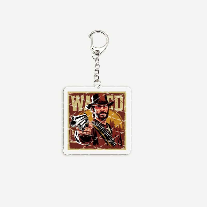 Red Dead Redemption 2 Keychain for Accessories Bag Acrylic RDR2 Arthur Morgan KeyRing Pendant Chains Accessories Fans: Gold