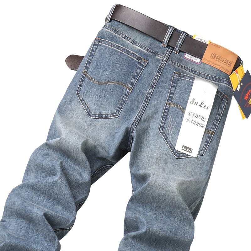 Sulee haut affaires jean automne coupe droite poids moyen pleine longueur Smart décontracté solide bouton jean