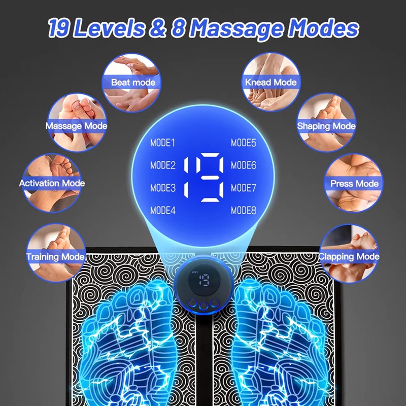 Almofada massageadora elétrica para pés, eletroestimulador, tapete de massagem, ems, massageador muscular, relaxamento dos pés, massagem fitness, usb, quente!