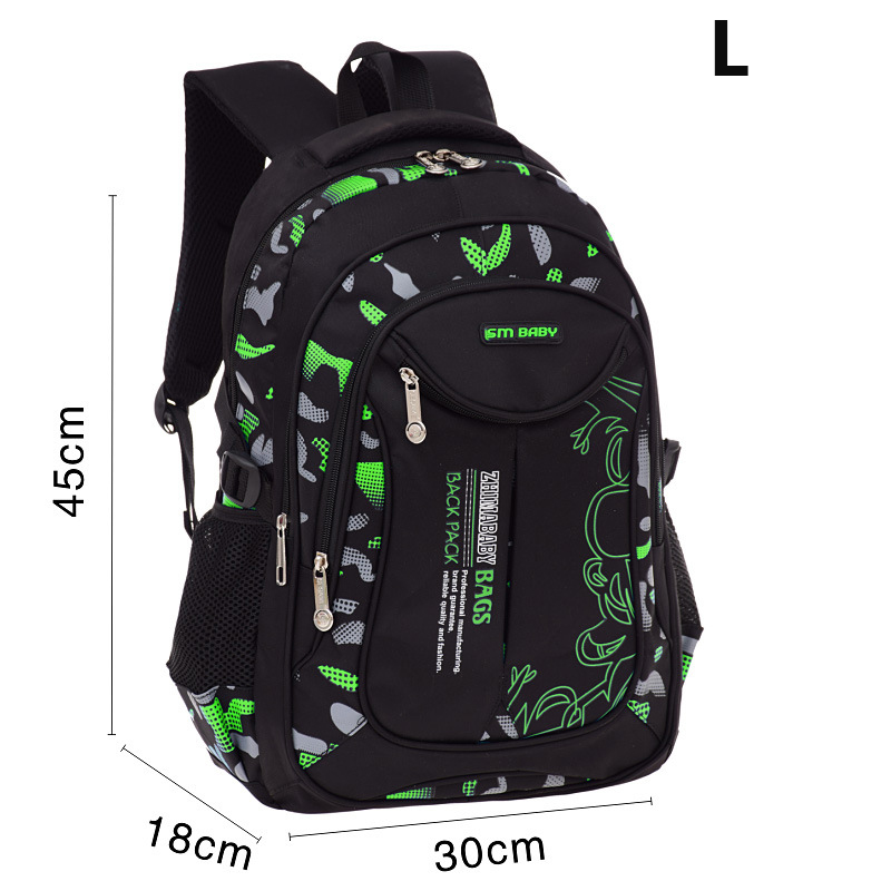 Wasserdichte schultaschen für mädchen und jungen, schulrucksack für freundlicher der 3-6. klasse, lässiger orthopädischer schulrucksack für grundschüler: Grün groß