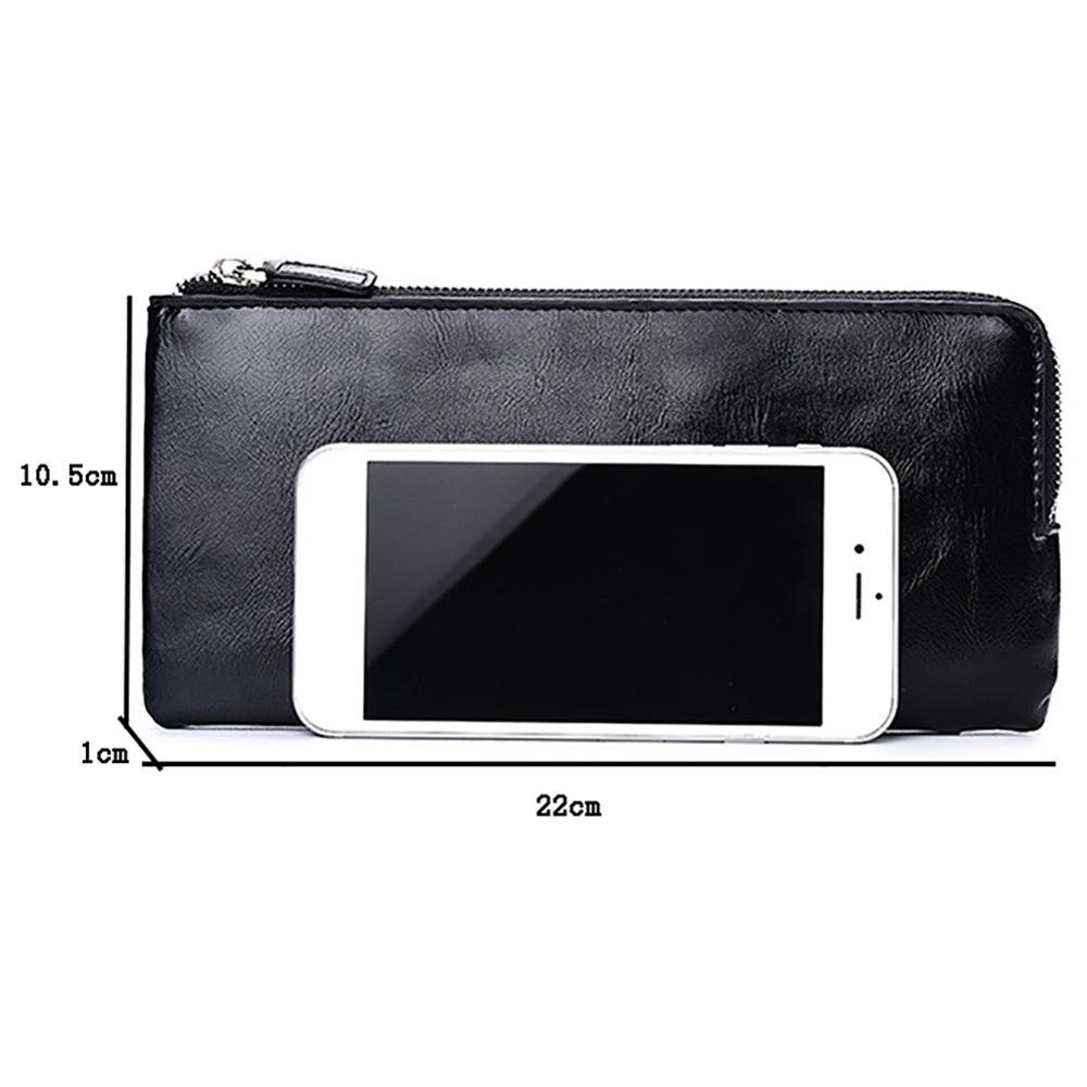 Portefeuille en cuir pour homme pratique avec sac de téléphone portable portefeuille long à fermeture à glissière Ultra-mince pour hommes pochette mince porte-carte porte-monnaie pour homme