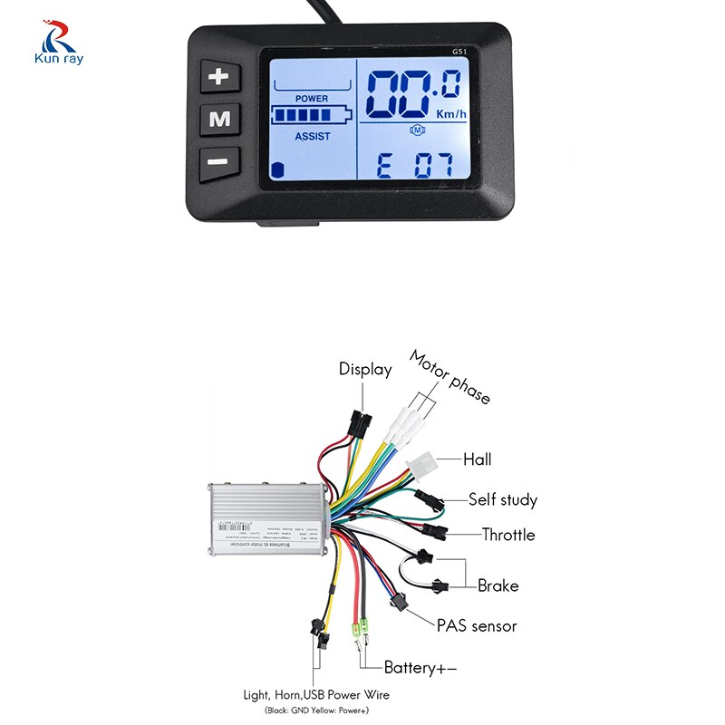 250W 350W 24V 36V 48V Elektrische Fiets Display Ebike LCD Bike Bedieningspaneel Waterdichte USB elektrische Fietsen Display Controller: G51 250W