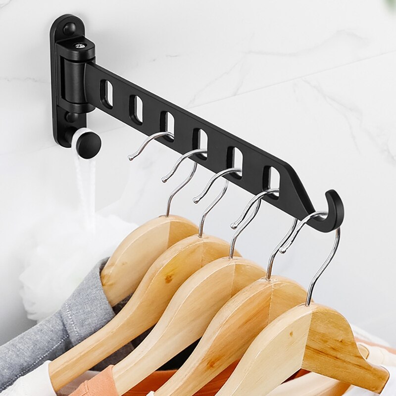 Aluminum Black Clothes Rack Swivel Folding Clothes Hanger Wall Mounted Hanger Drying Rack for Dryer Balcony Drying