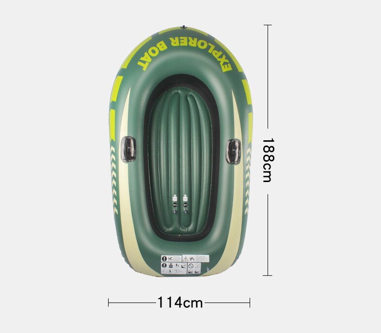 PVC inflatable boat fishing boat rubber boat PVC canoe thickened drift boat single seat boat double seat boat: Green double seat