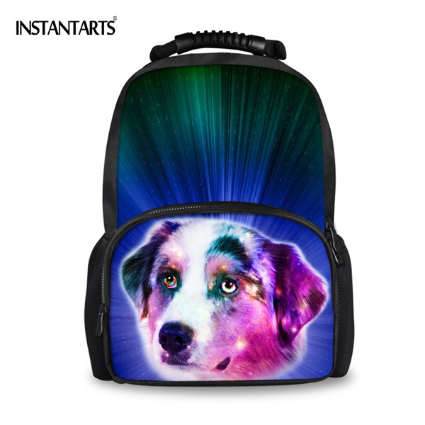 INSTANTARTS Cute 3D Galaxy Dog Husky Printing Felt Backpacks For Teenagers Boys Girls Casual Schoolbag Travel Laptop Rucksacks: CC3300A