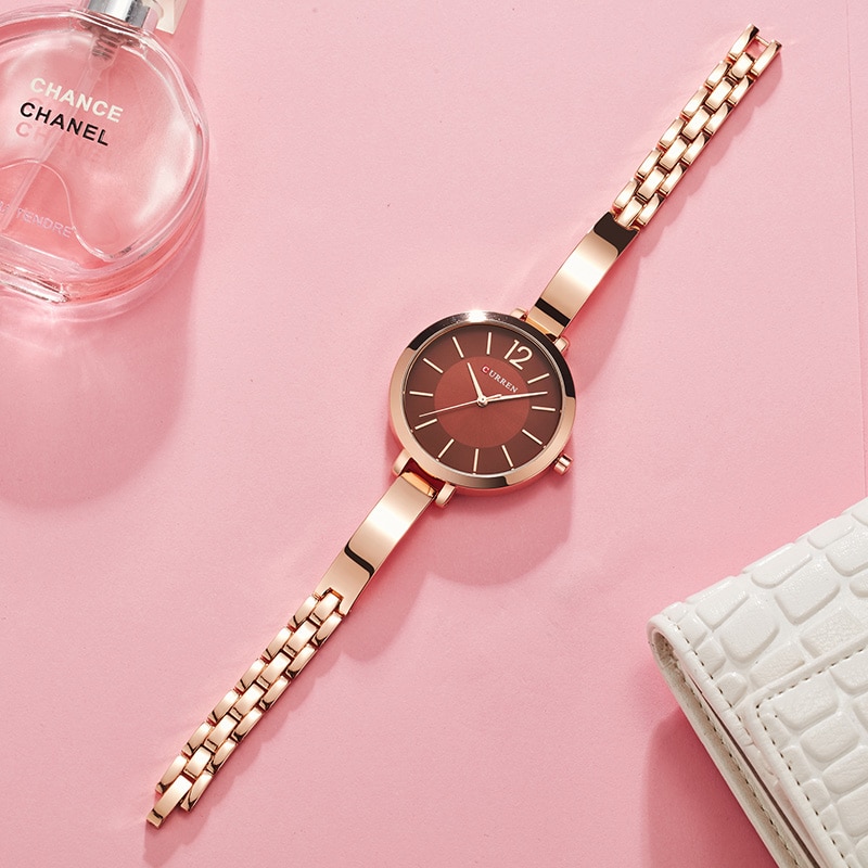 CURREN Gold Women Watches Stainless Steel Ultra thin Quartz Watch Woman Romantic Clock Women&#39;s Watches Montre Femme