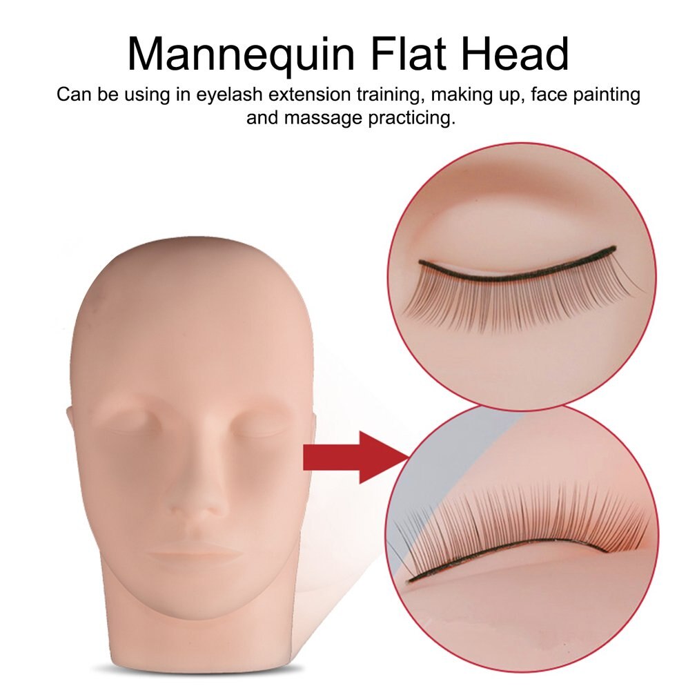 Mannequin Flat Head For Eyelash Grafted Training Practice Head Silicone Eyelashes Extension Practice Model