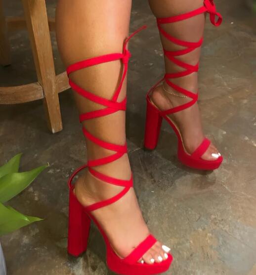Vrouwen Hoge Hak Sandalen Cross-Band Zomer Buiten Schoenen Sexy Gladiator Sandalen 9115