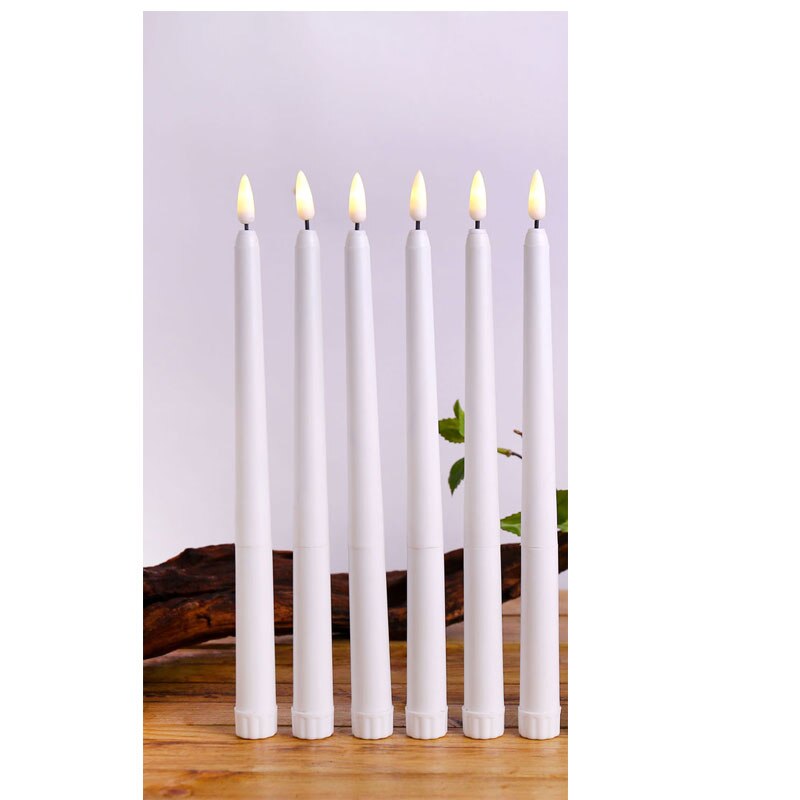 Pack von 6 Schwarz/Weiß LED Geburtstag Kerzen, gelb/warm Weiß Kunststoff Flammenlose Flackern Batterie Betrieben LED Halloween Kerzen: Weiß hell Typ B