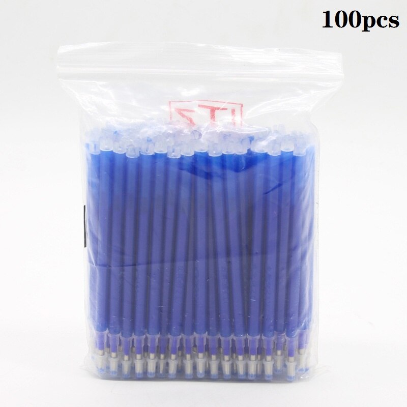 100 stk./pakning varmeindpakning fade-out stofmarkører kuglepen refills høj temperatur forsvindende markører læder beklædningsgenstand bindestreg klipning: Blå
