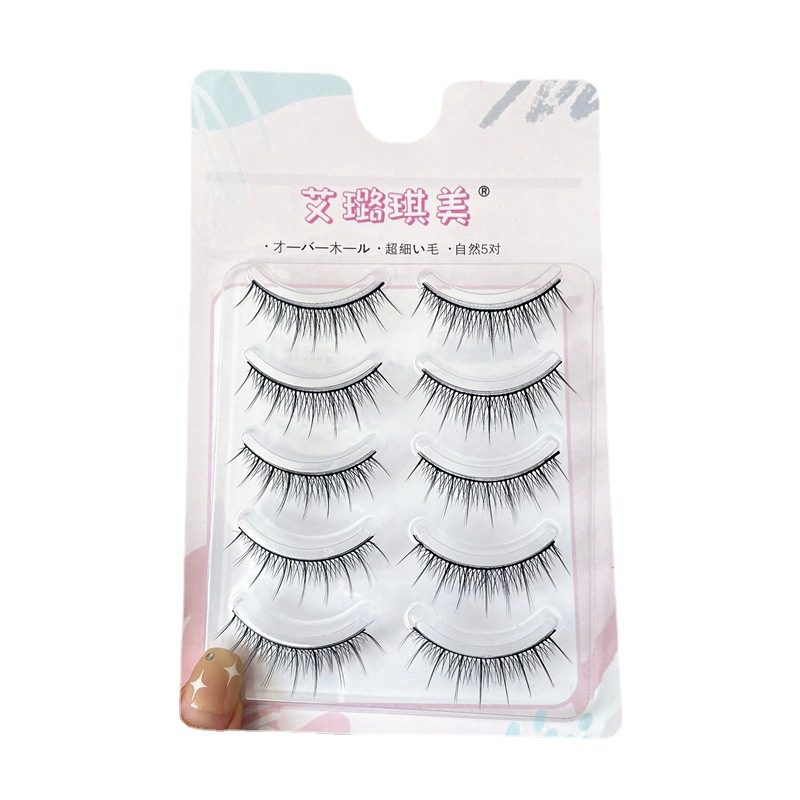 Pestañas postizas japonesas de fantasía, Cosplay del diablo pequeño, extensión de pestañas, maquillaje diario, 5 pares: E