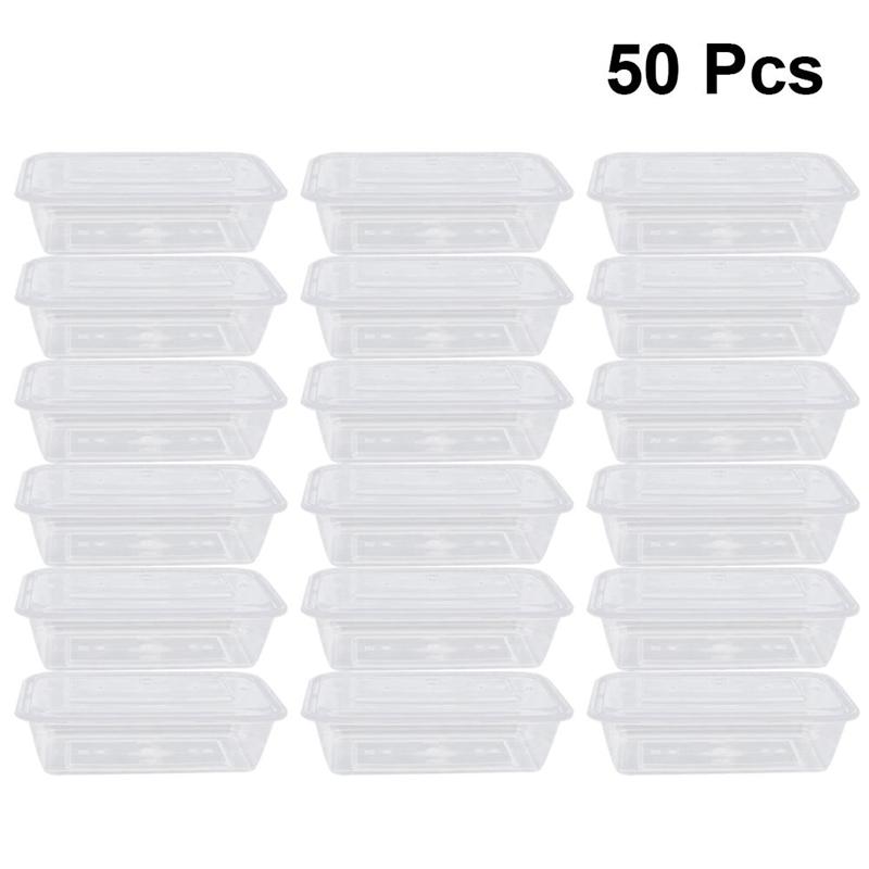 50pcs Transparent Fruit Carry Out Box Disposable Salad Meal Containers Food Storage Box Take Out Packing Box (1000ml)