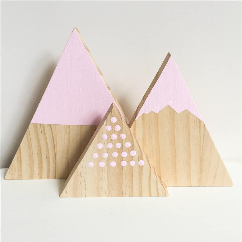 3 PCs Houten Bouwsteen Set Fotografie Props Kinderkamer Slaapkamer Desktop Decoratie Thuis Bruiloft Decor Speelgoed voor Baby: Pink