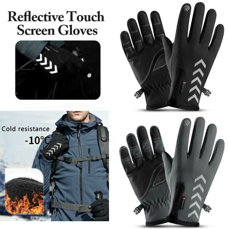 Meihuida herre vintersport kører reflekterende handsker udendørs rejse berøringsskærm skridsikker lynlås varme ridehandsker