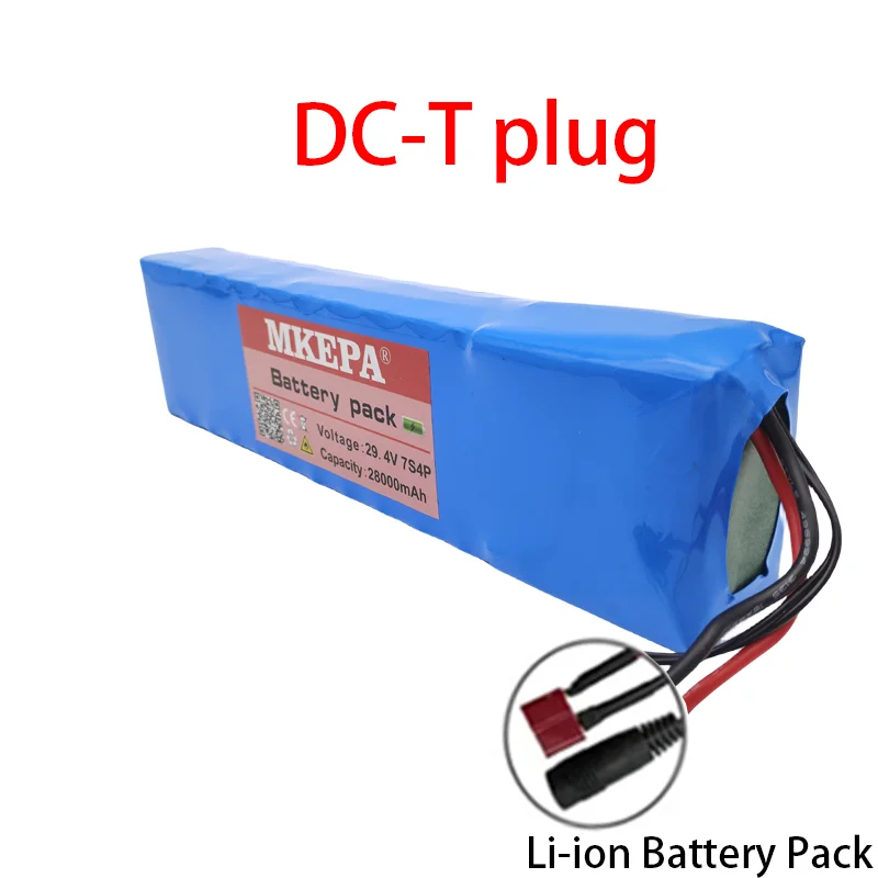 24V 7S4P 18650 28Ah Rechargeable Lithium Ion Battery Pack 29.4V for Batteries+29.4V Charger: Yellow
