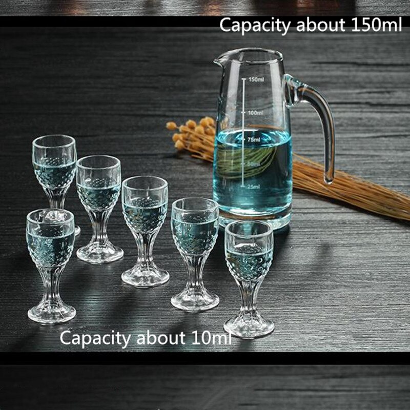 7PCS/lot European Glass Wine Glass Simple Household Glass Wine Set Sake Set Sake Bottle Drink Glass Set Crystal Bottle: B