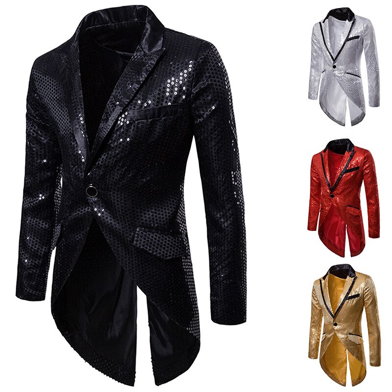 Mannen glanzende gouden pailletten glitter verbeterd blazer jas mannen nachtclub blazer wieden party jasje stadion zangers kleding