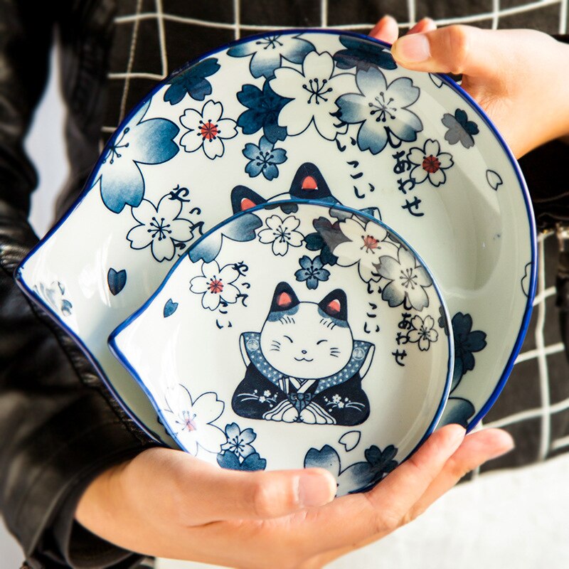 Ceramic Tableware Bowl Ramen Bowl Japanese-Style Underglaze Hand-Painted Tableware Cat