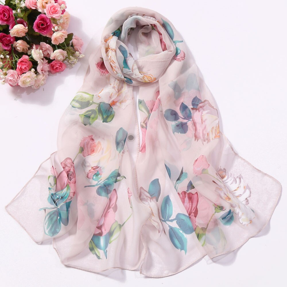 Foulard en mousseline de soie Georgette pour femmes, fleur de Rose, Foulard pour femmes, châle, Bandana , Protection solaire pour la plage: Light pink