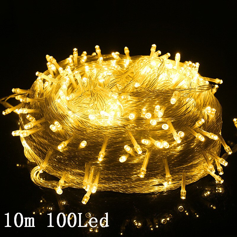 LED Icicle Star Moon Lamp Fairy Lights Curtain Garland Year Christmas Decorations for Home Festoon Led Light on The Window: 10m 100led warm / US plug