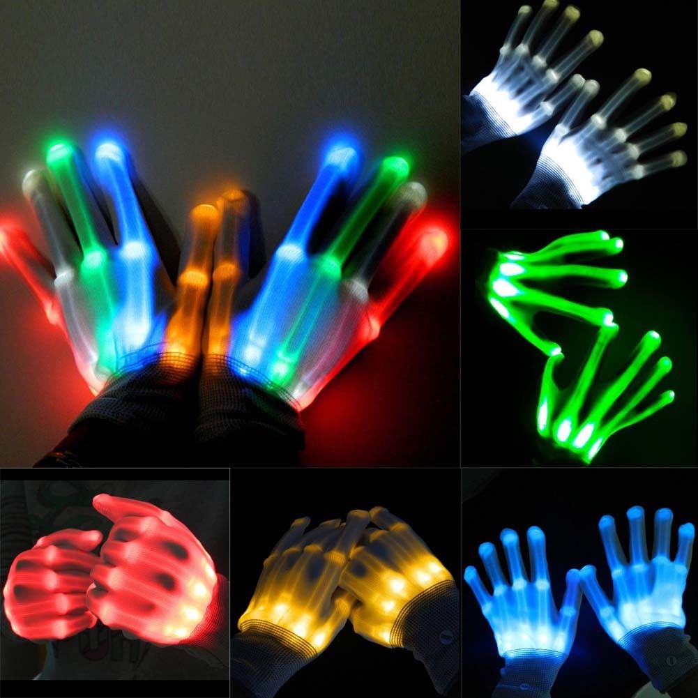 Led Light Glowing Handschoenen Vinger Verlichting Electro Rave Party Dance Skelet Halloween
