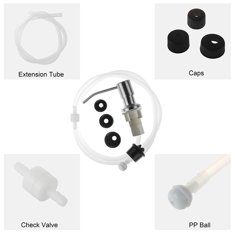 Rovate Rvs Zeepdispenser Extension Tube Kit, Zeep Pompen Verbindt Om Zeep Fles Voor Spoelbakken