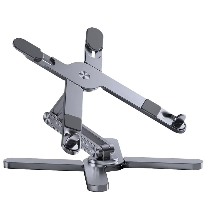 Soporte plegable para portátil 360 ° Mesa giratoria para portátil, soporte de aleación de aluminio, soporte portátil para tableta y libros con disipación de calor: Naranja