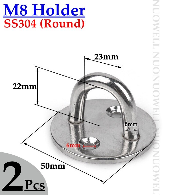 2Pcs M5 M6 M8 304 Rvs Houder Touw Haak Sluiting Connectors Deur Bout Haak Zonnescherm Netto Dekzeil Installatie onderdelen: M8 Round